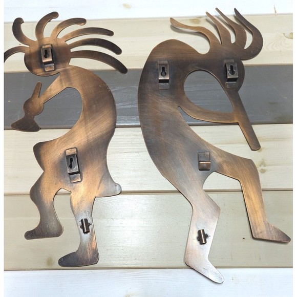 2 Kokopelli Copper Fertility Aztec Musicians 20" Wall Decor Metal Dancing Gift - Picture 4 of 8